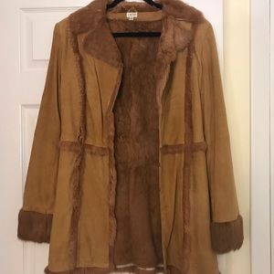 Cache Leather and Rabbit Fur Coat